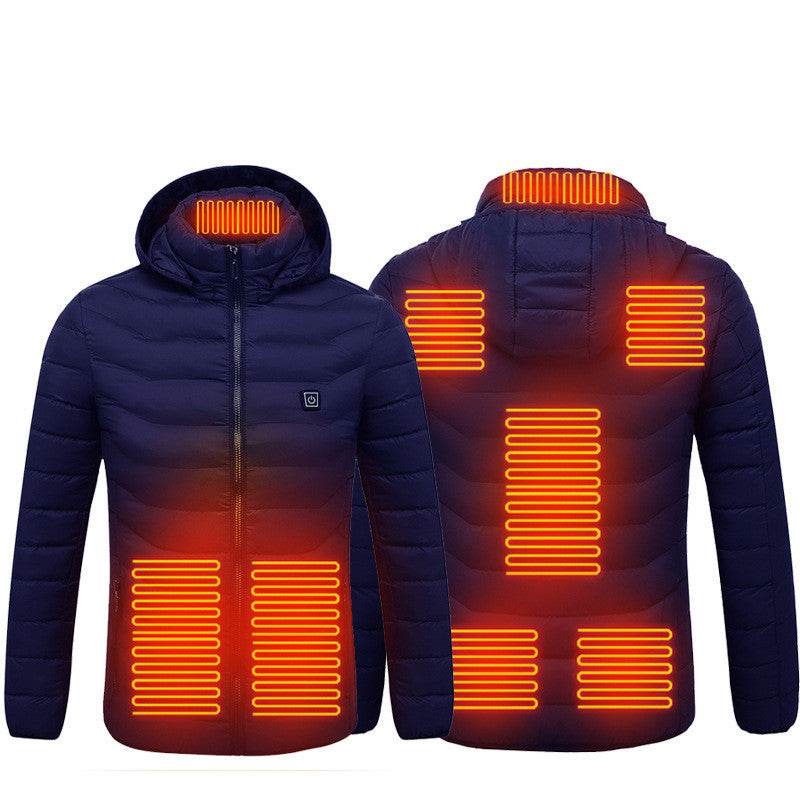 New Heated Jacket Coat USB Electric Jacket Cotton Coat Heater Thermal Clothing Heating Vest Men's Clothes Winter Blue Zone8
