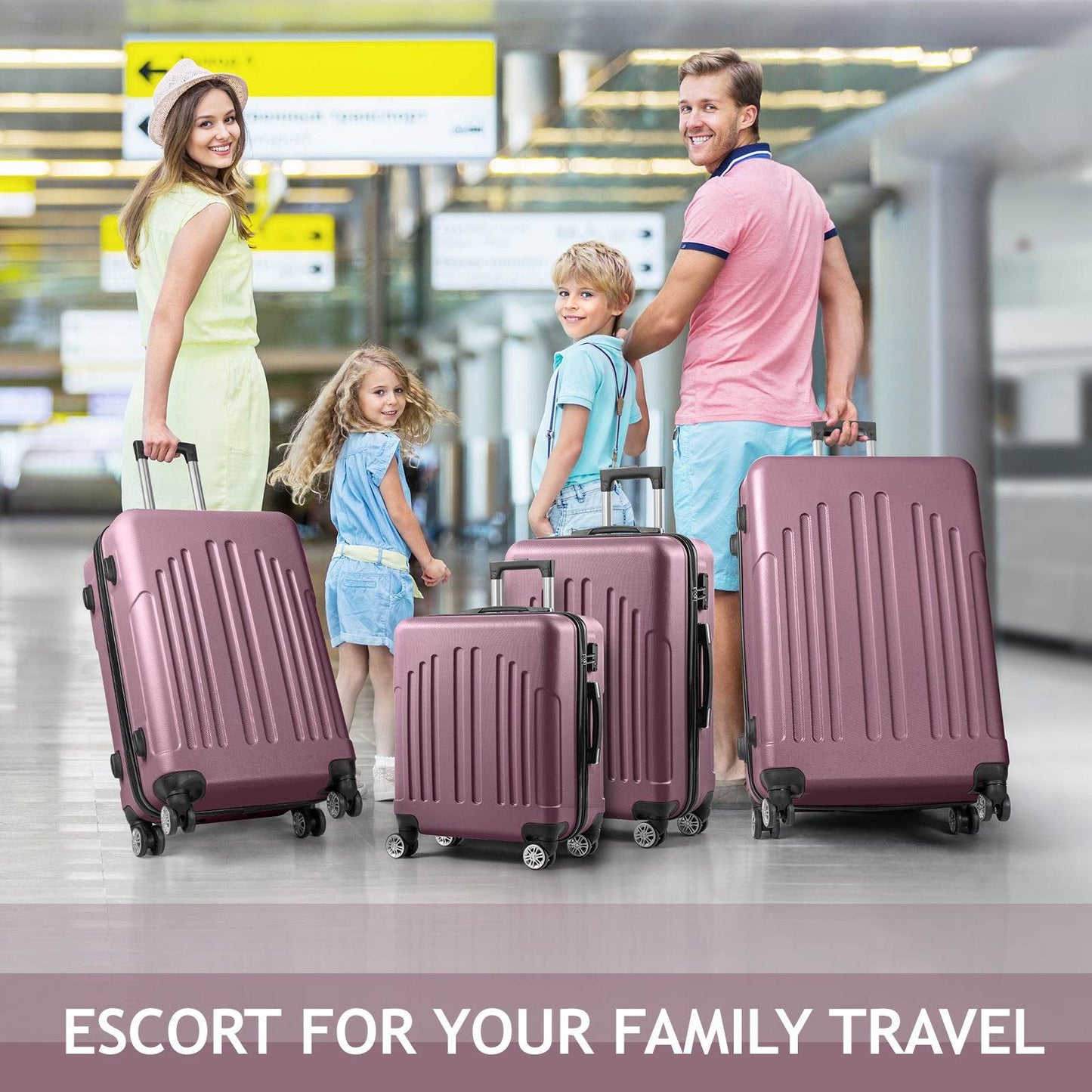 Vertical Striped Four In One Suitcase