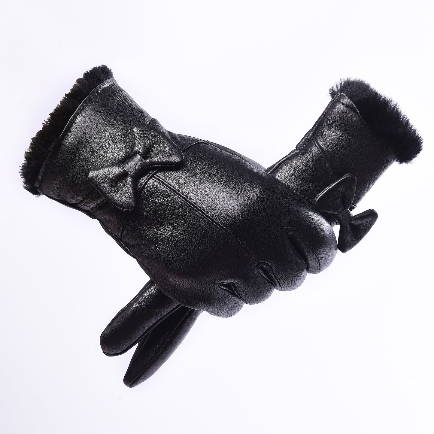 Warm Thick Sheepskin Gloves Men's Sheepskin Gloves Womens black