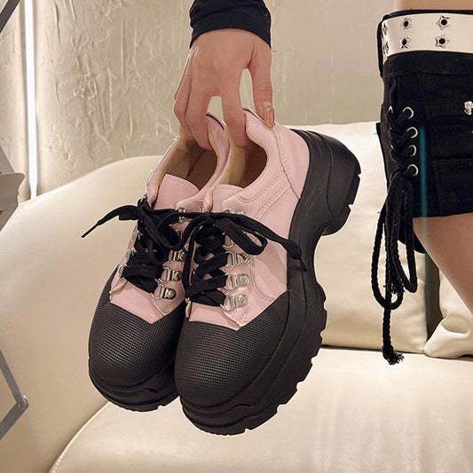 Platform Leather Shoes Female British Style