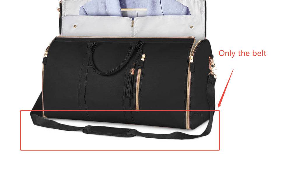 Large Capacity Travel Duffle Bag Women's Handbag Folding Suit Bag Waterproof Clothes Totes Black belt