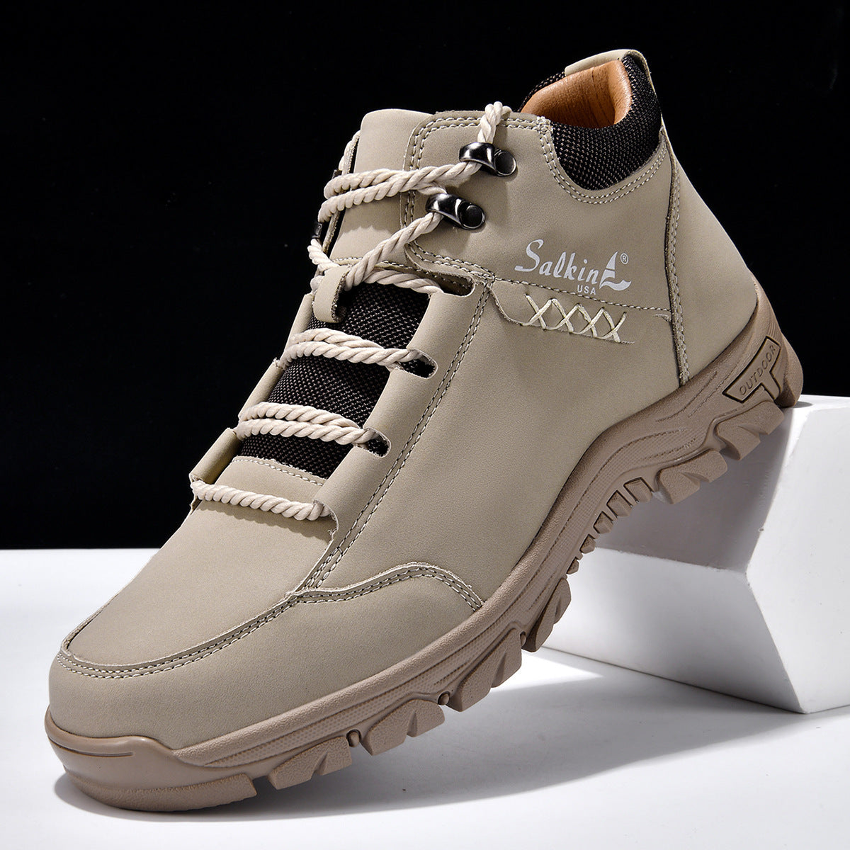 Mid-calf Vintage Men's Outdoor Casual Shoes Beige
