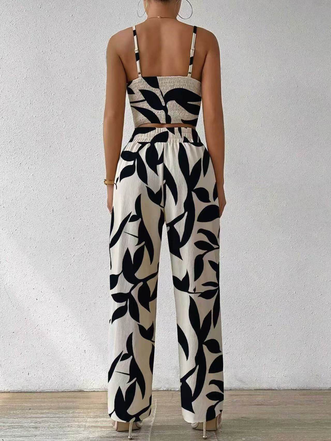 Women's Printed Spandex Straight Type Suit