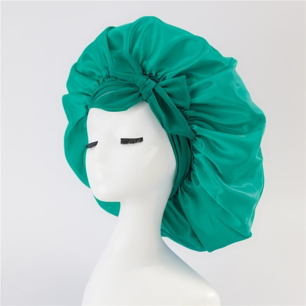 New Silk Bonnet For Sleeping Women Satin Bonnet Hair Bonnet Night Sleep Cap Scarf Wrap For Curly Hair With Tie Band For Curly Hair Green