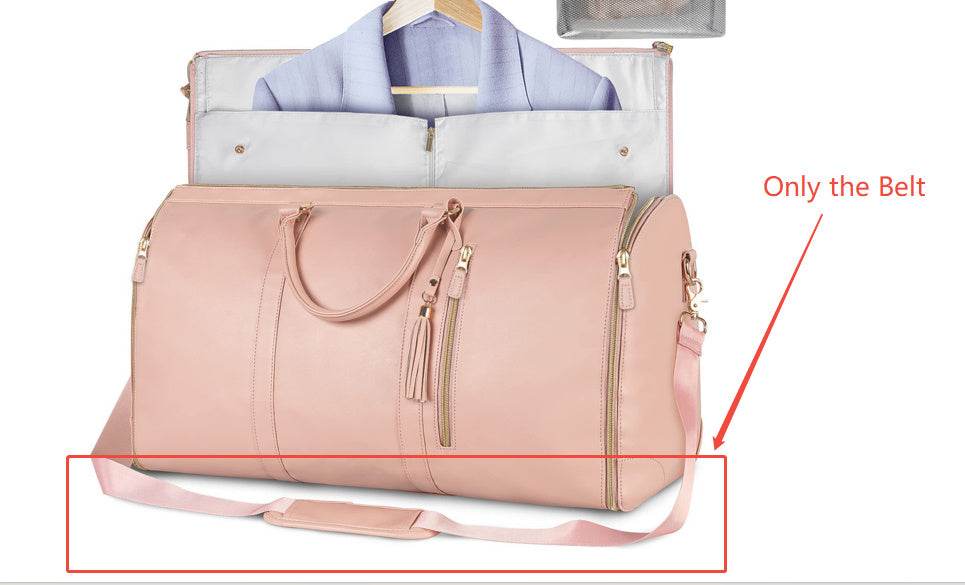 Large Capacity Travel Duffle Bag Women's Handbag Folding Suit Bag Waterproof Clothes Totes Pink belt