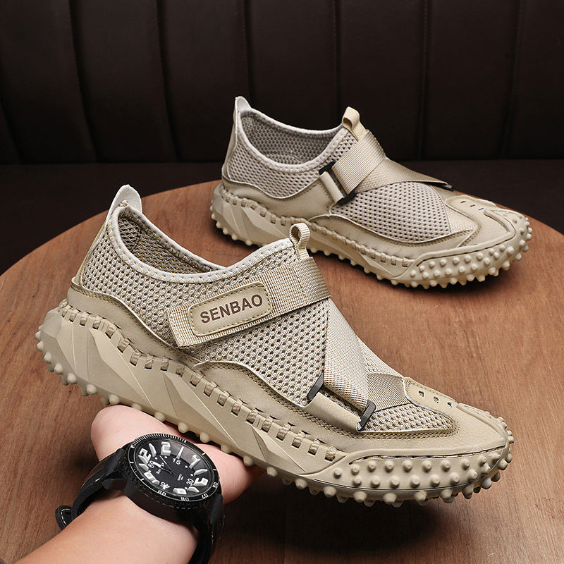 Plus Size Men's Mesh Breathable Casual Shoes Hollow Out 5808 Beige