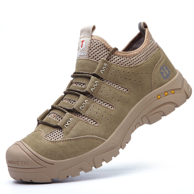 Anti-smashing And Anti-piercing Big Toe Safety Shoes Casual Protective Shoes Khaki