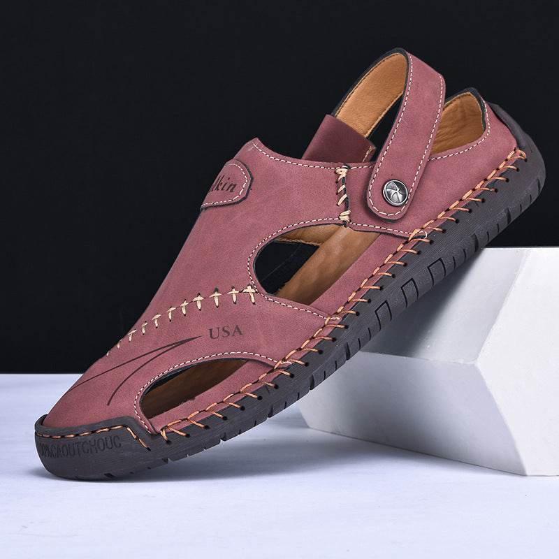 Men's Sandals Outdoor Leisure Dual Purpose Wine Red