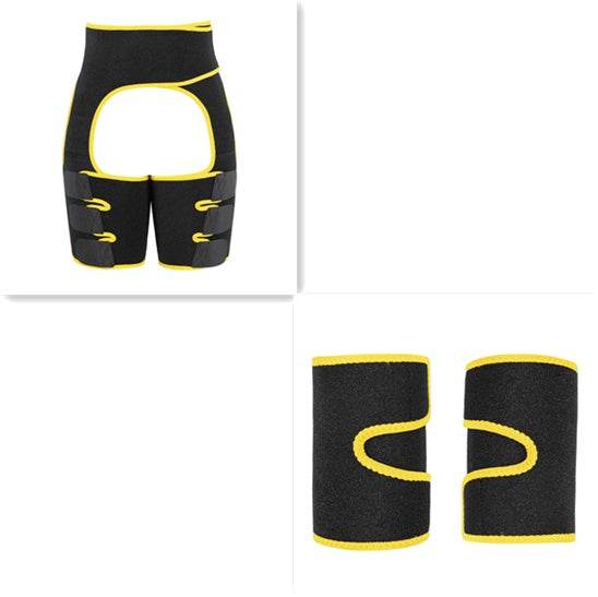 Sports Waist Belt Adjustable One-piece Girdle Leg Straps Yellow set2