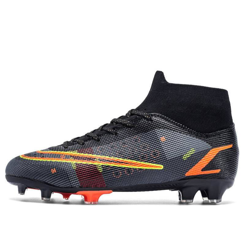Football Boots Men's High Top AG Spike Artificial Turf Black