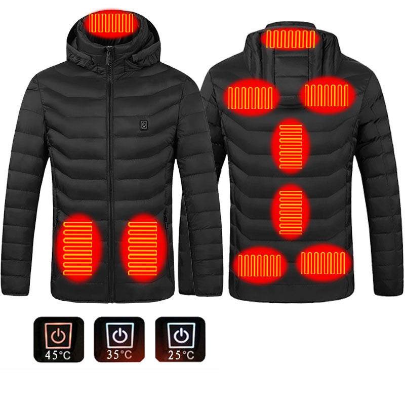 New Heated Jacket Coat USB Electric Jacket Cotton Coat Heater Thermal Clothing Heating Vest Men's Clothes Winter Black Zone9