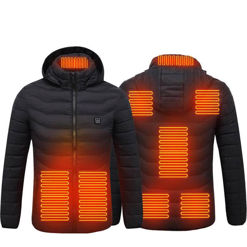 New Heated Jacket Coat USB Electric Jacket Cotton Coat Heater Thermal Clothing Heating Vest Men's Clothes Winter Black Zone8