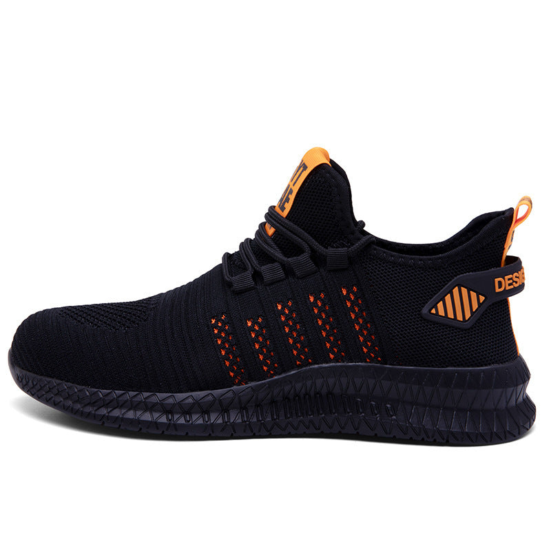 Work Safety Shoes Breathable Anti-Puncture Sneakers Men Air Cushion Indestructible Steel Toe Shoes Black orange