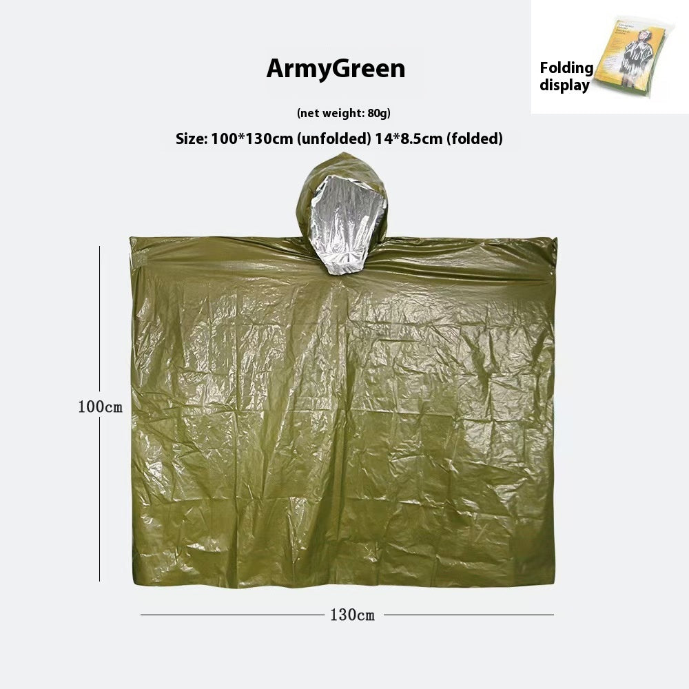 Marathon Wild Cross-country Multifunctional Raincoat Army Green Raincoat 100X130cm
