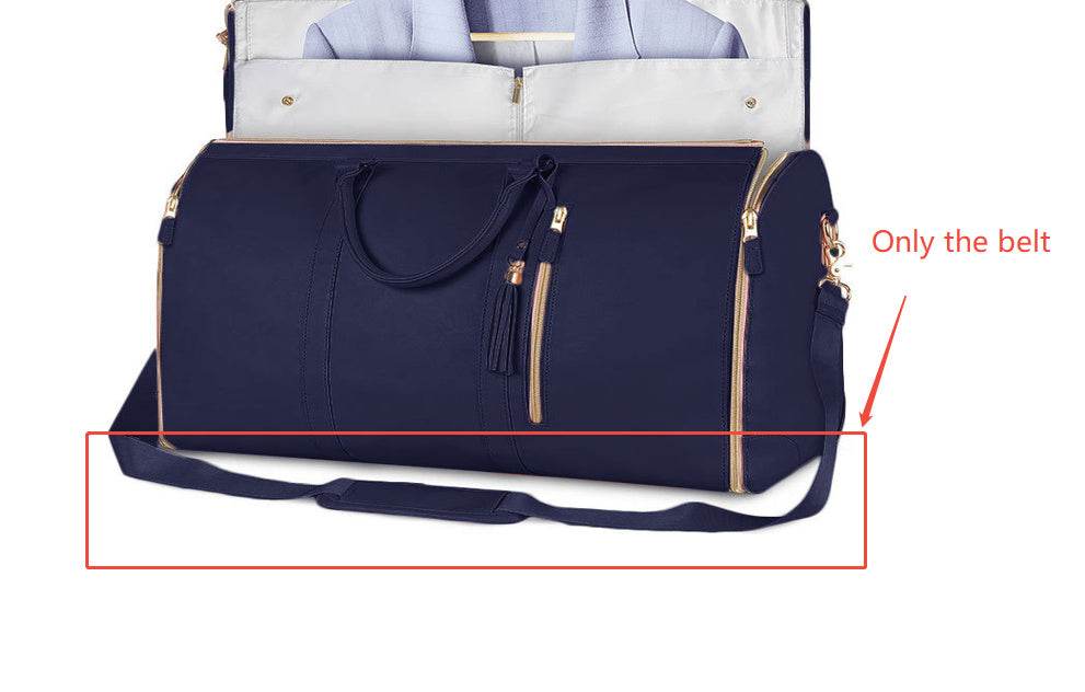 Large Capacity Travel Duffle Bag Women's Handbag Folding Suit Bag Waterproof Clothes Totes Blue belt