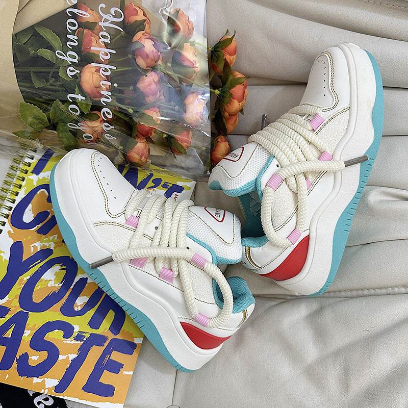 National Trendy Couple Casual White Shoes Sports Men White Pink Blue