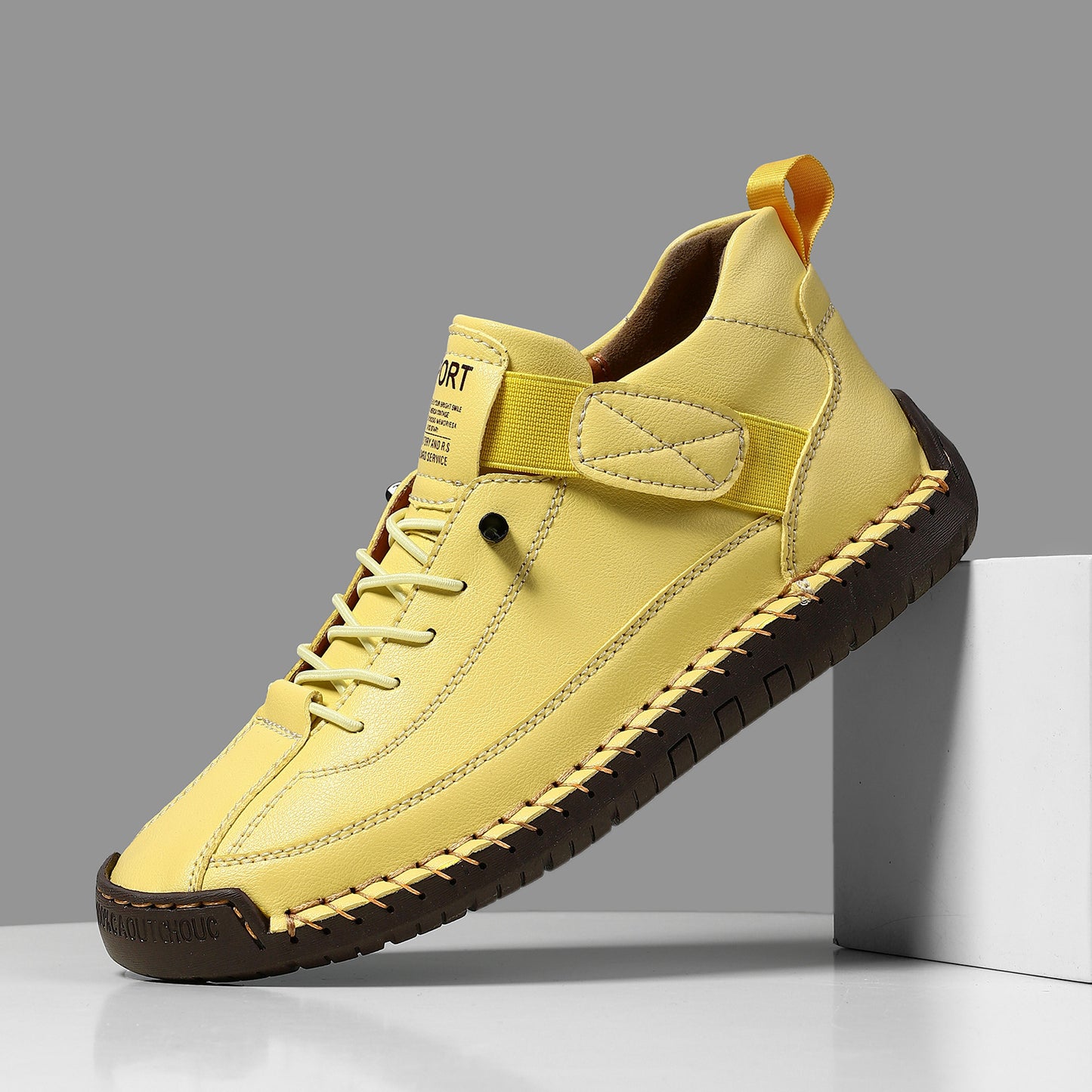 Men's Mid Top Martin Boots Outdoor Casual Shoes F9888 Yellow
